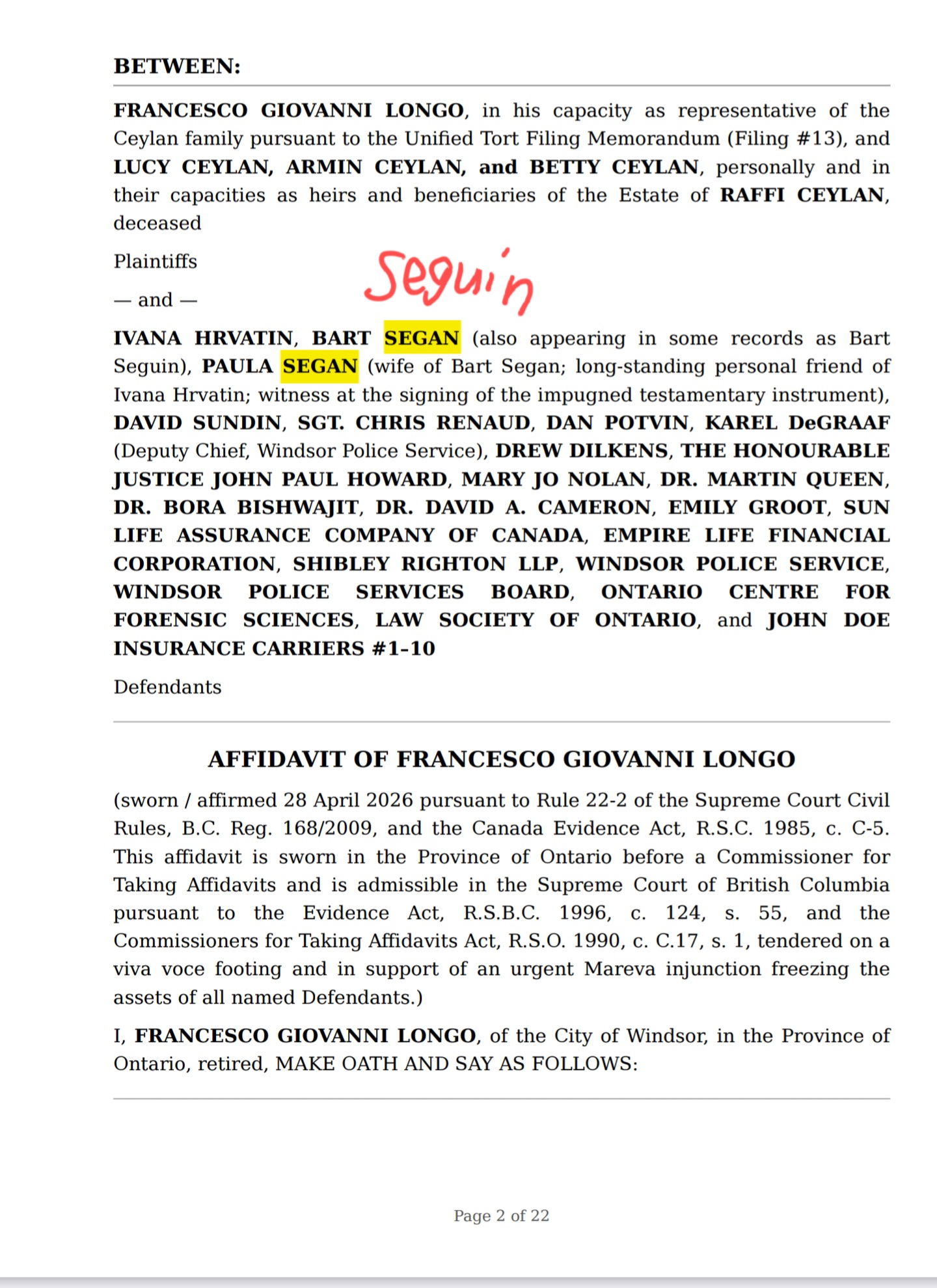 Affidavit Pass 11 page 1