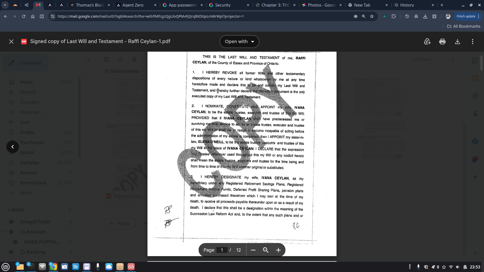 Page 1 — Title block, revocation, executor appointment